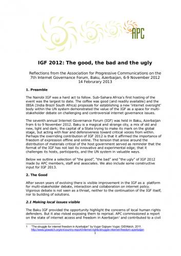 IGF 2012: The good, the bad and the ugly
