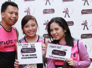 Members of the Delta Lambda Sigma, a University sorority, and Sigma Rho Fraternity, a College of Law-based fraternity pledge to #TakeBacktheTech