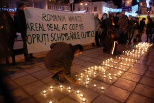 Manif au près de l'ONU en 2009: Activistes qui ont utilisé le site de StrawberryNet lors de la conférence de l'ONU à Copenhague en 2009.