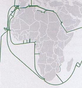 Submarine cables serving Africa in 2007 (APC)