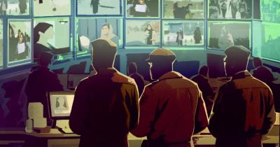 Illustration by Tabriz Ghazi for GenderIT.org image linking to New GenderIT.org edition: Weaponised technologies and human rights under digital siege