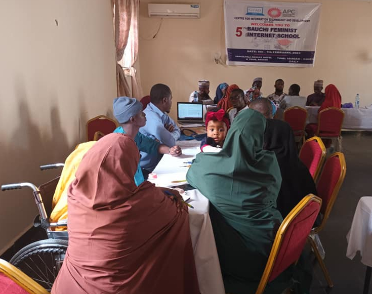 Image: Community members receiving training at the Bauchi Feminist Internet School. Photo courtesy of CITAD.