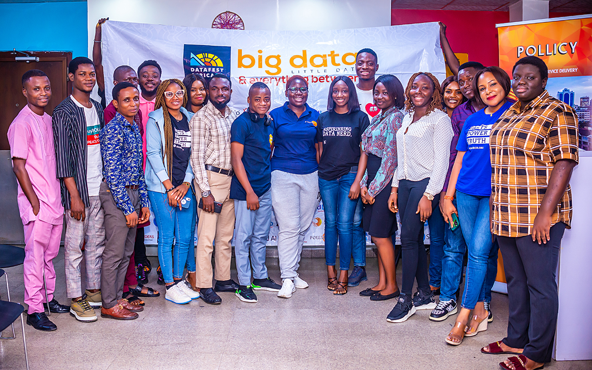 Group photo with some of the participants of DataFest Lagos. Courtesy of Pollicy.