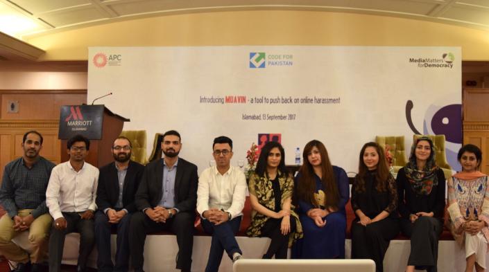 Image: Teams of MMfD and Code for Pakistan launched Muavin application in Islamabad, 13 September. Source: MMfD