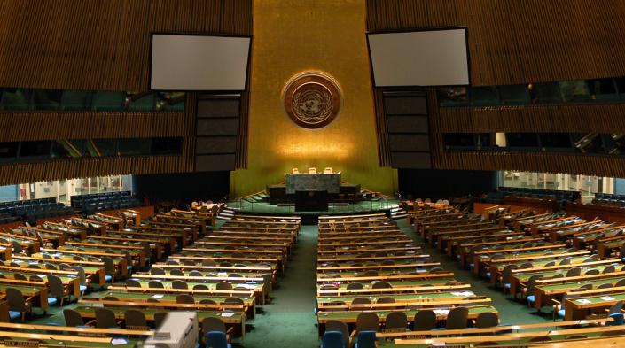 Image: "UN General Assembly (panoramic)" by Jérôme BLUM used under CC BY-SA 2.0 FR license (https://commons.wikimedia.org/wiki/File:UN_General_Assembly_(panoramic).jpg)