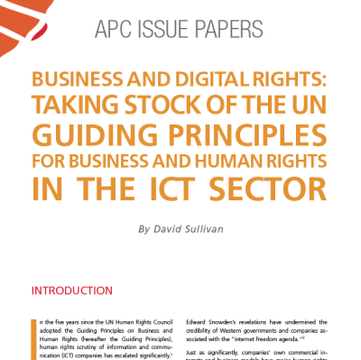  image linking to Business and digital rights: Taking stock of the UN Guiding Principles for Business and Human Rights in the ICT sector 