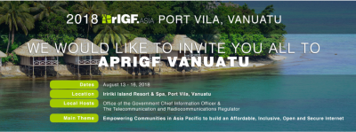  image linking to APC at the Asia Pacific Regional Internet Governance Forum 2018 in Vanuatu 