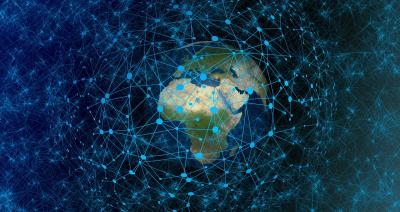 Image by Gerd Altmann used under Pixabay License (https://pixabay.com/illustrations/system-web-network-globe-europe-3699551/) image linking to African digital rights networks to collaborate on a regional strategy